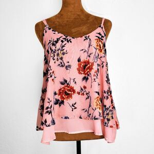 She Sky Womens Velvet Floral Tank Top Size M Dainty Boho Sheer Fairy Cottagecore